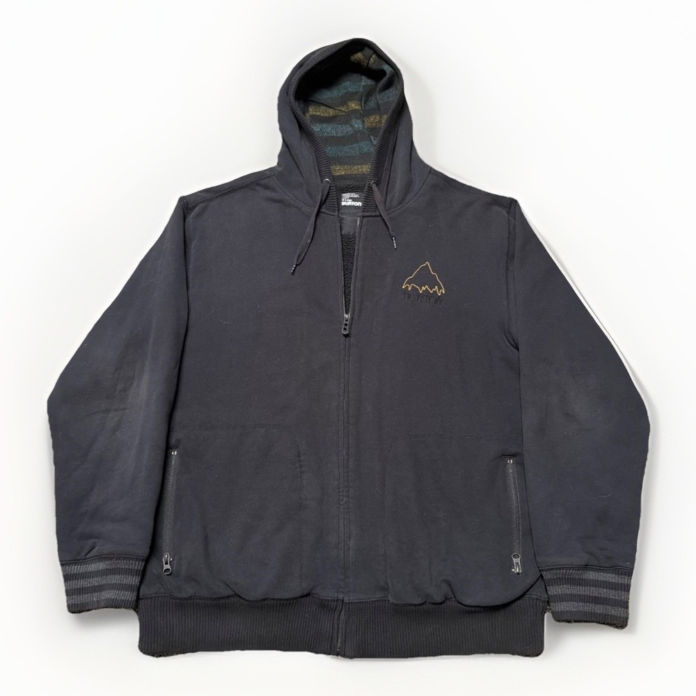 Vintage Burton Men's XL Black Full Zip Sherpa Lined‎ Hoodie Y2K
